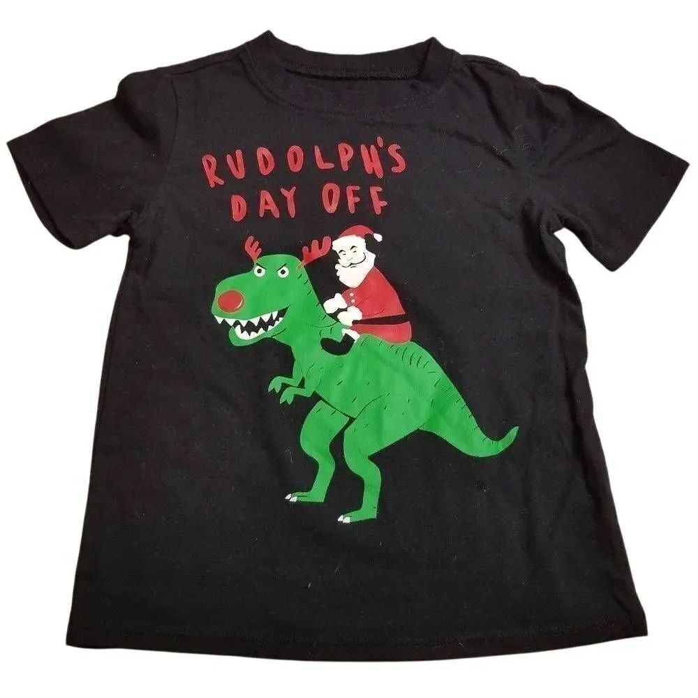 North Pole dinosaur Christmas shirt 3T